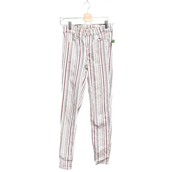 American Eagle High Rise Neutral vertical Stripe Skinny Jeans 0 - Picture 1 of 7